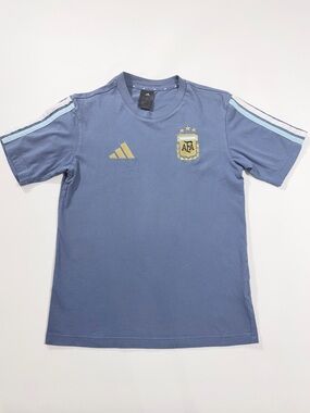 Adidas Argentina AFA DNA Soccer Tee Mens 3-Star Crest Small Blue